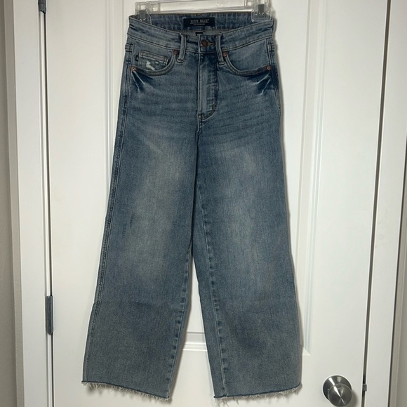 Judy Bloom Light Blue Denim Wide Leg Raw Hem Size 24 - Picture 7 of 7